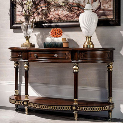 53.94" Brown Free Form Solid Wood Console Table