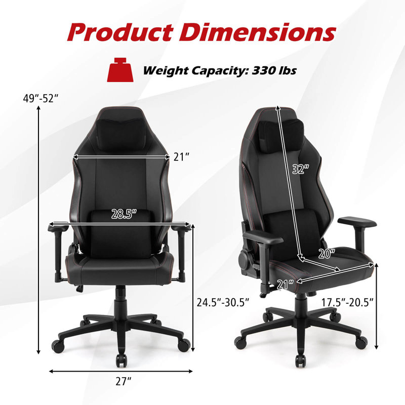 Chaise de jeu ergonomique avec dossier haut et accoudoirs 2d