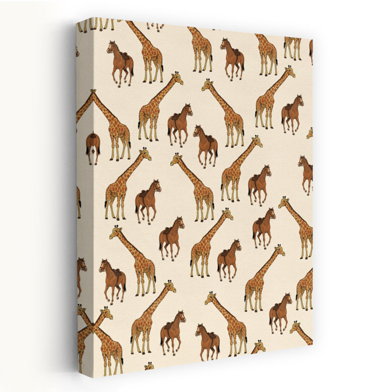 Cheval et girafe, motif rétro, art mural rétro, H 48 po x l 32 po