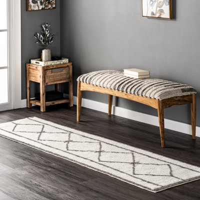 Tapis ivoire en laine Hruni