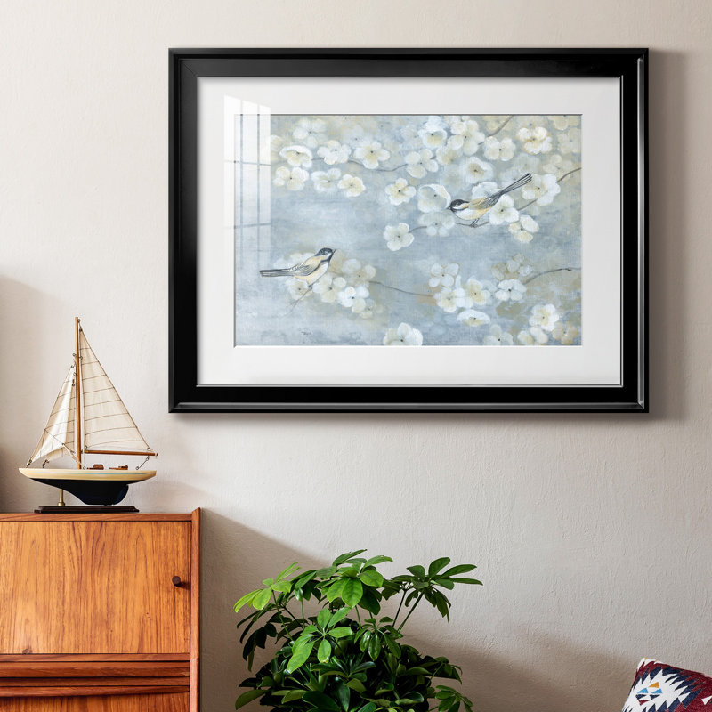 Toile encadrée de qualité supérieure Springtime Chatter - prête à être accrochée, H 26,5 po x l 36,5 po x P 1 po, Cadre noir