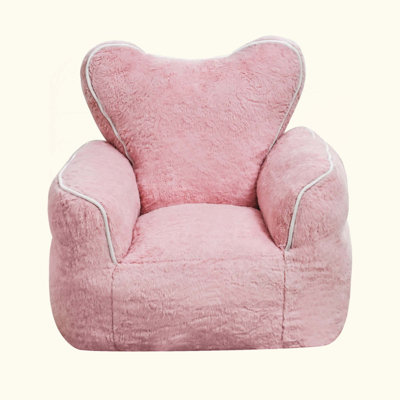 Heart-Shaped Kids Faux Fur Bean Bag Chair , Cozy & Stylish Lounger for Little Ones ,Read and Relax Chair for Children