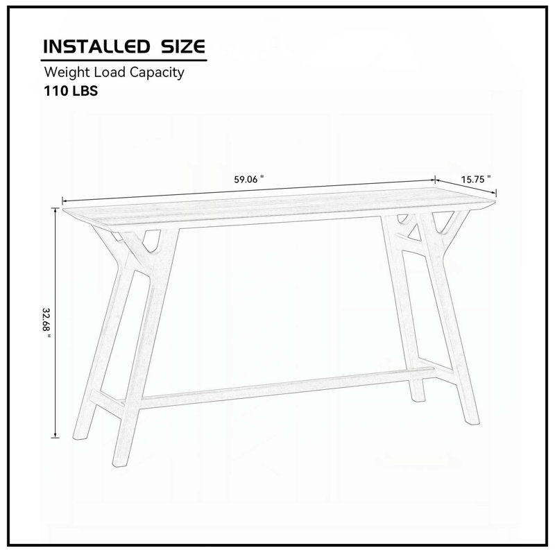Versatile Narrow Console Table With Solid Wood Legs For Various Spaces, Black