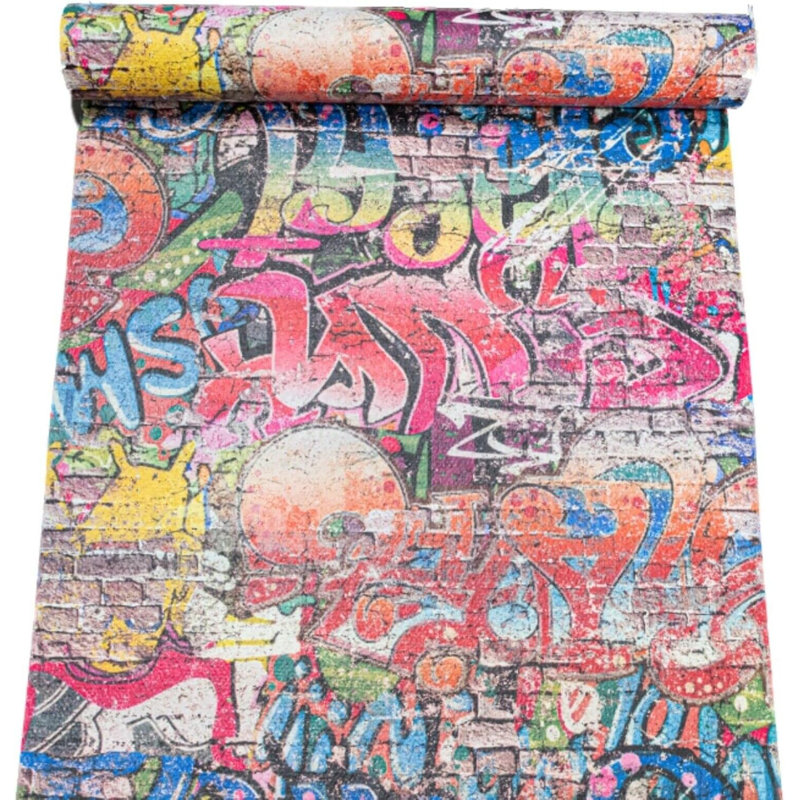 Multi Red Yellow Rustic Graffiti Chule Textured Street Wallpaper 10m x 53cm Matte Roll