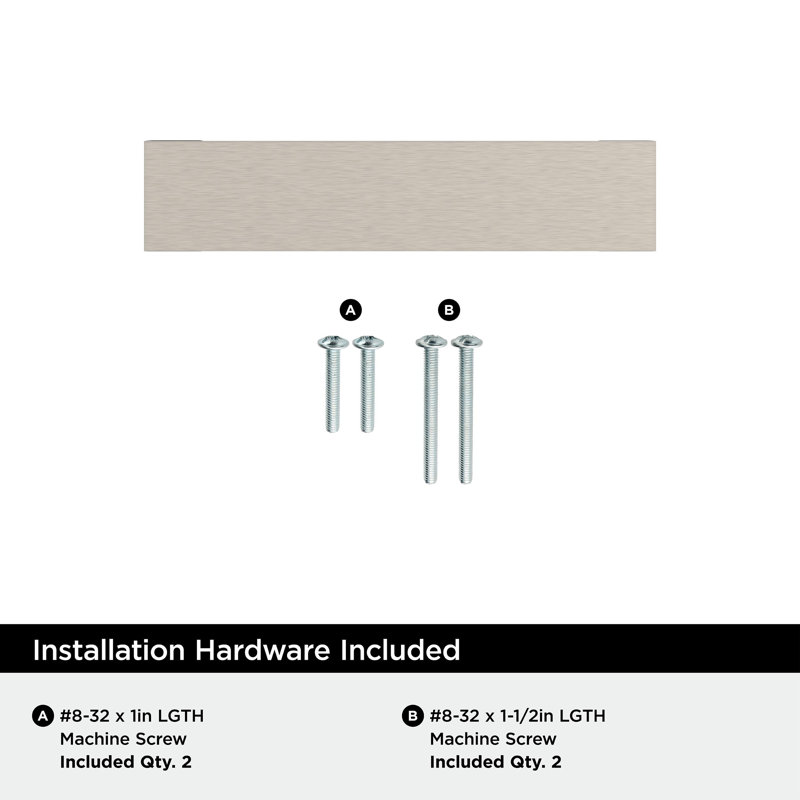 Poignée d'armoire en nickel satiné centre à centre 3 po (76 mm) Augment - paquet de 25, 3", Nickel satiné