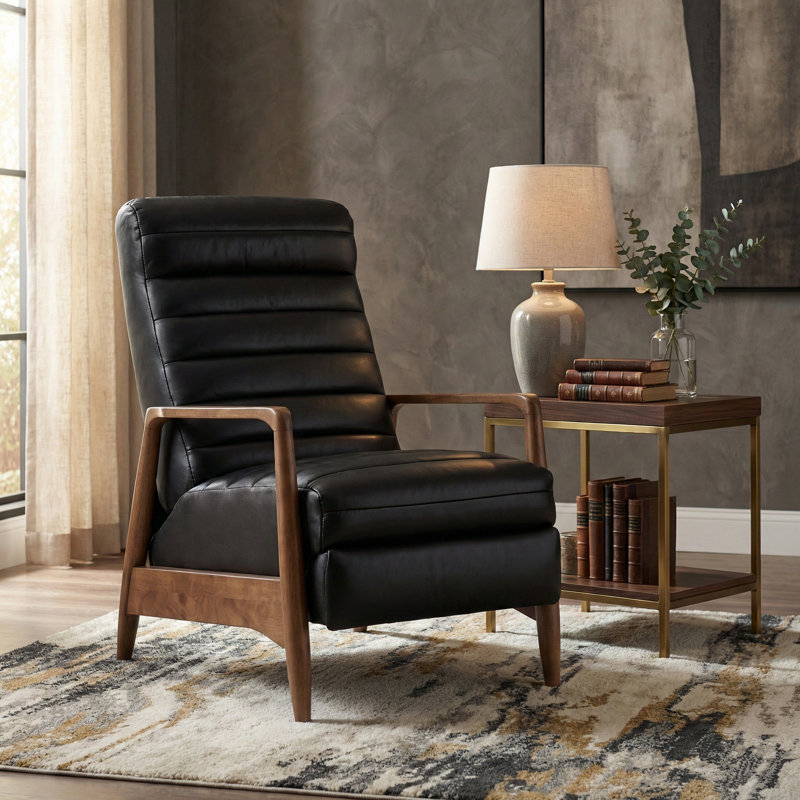 Fauteuil inclinable 28 po Mid-Century, Noir