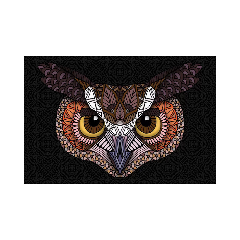 Great Horned Owl Head - Dark Horizontal by Angelika Parker - Wrapped Canvas Print, 20.32cm H x 30.48cm W x 1.905cm D