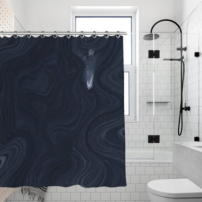 Rideau de douche bleu marbré 72 po x 72 po, bleu marine