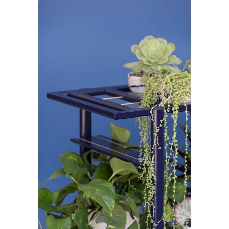 Bar Cart, Laquered Indigo/Brass