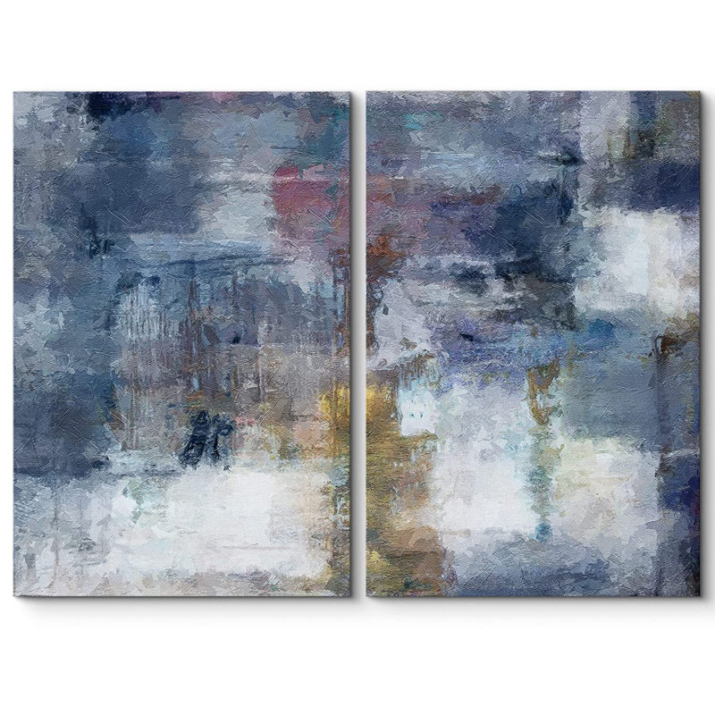«Abstract Paint Effect», impression sur toile abstraite bleu marine, H 24 po x l 36 po x P 2 po, Toile tendue