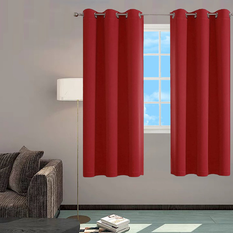 Paire de rideaux occultant avec œillets 54 po x 84 po, Rouge, L 54 po x L 84 po