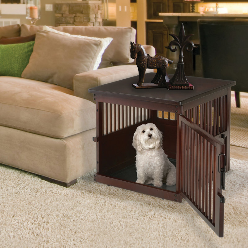 Wooden End Table Pet Crate, Medium (24" H x 25" W x 31.1" D), Dark Brown