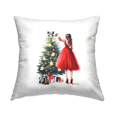 Coussin décoratif à imprimé Fashion Tree Ornaments par Amanda Greenwood