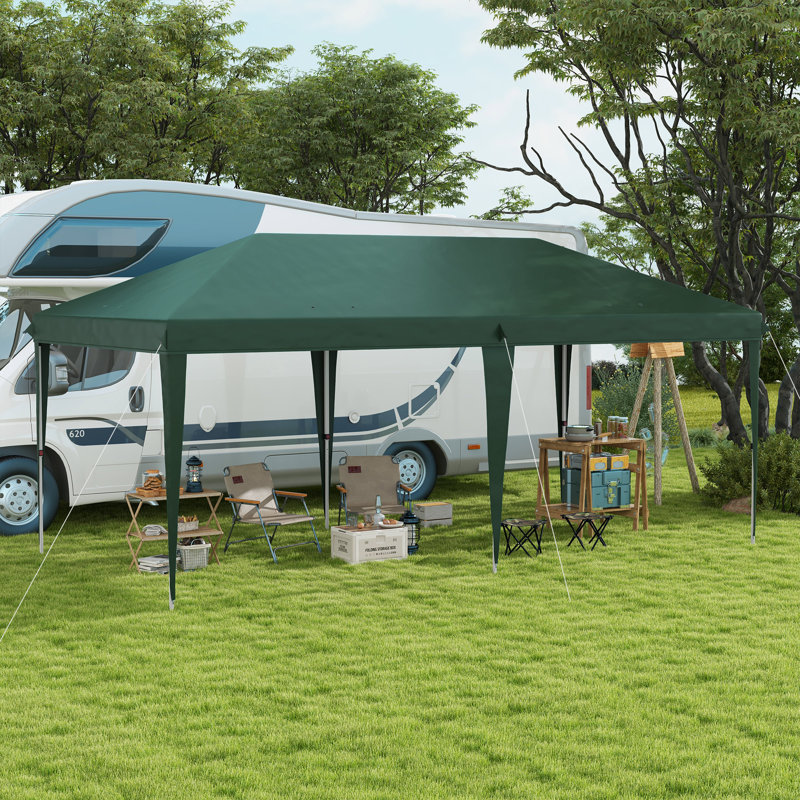Steel Soft-top Gazebo, 265cm H x 585cm W x 295cm D, Green