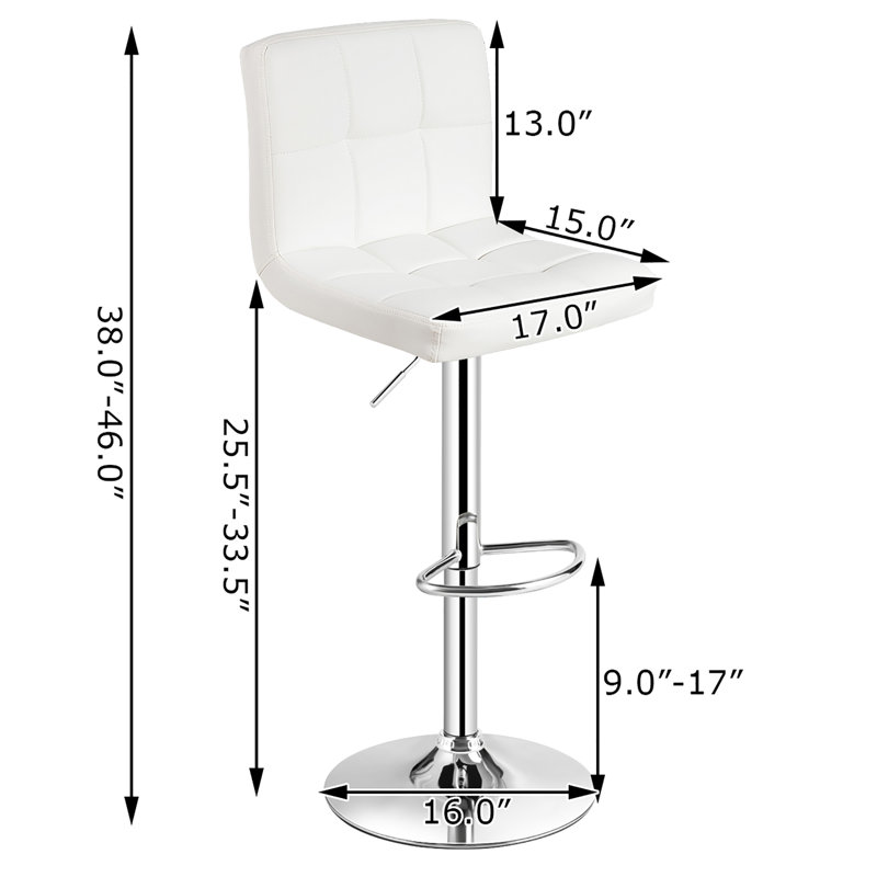 Swivel Upholstered Adjustable Height Counter Stool with Metal Frame, Black, 4