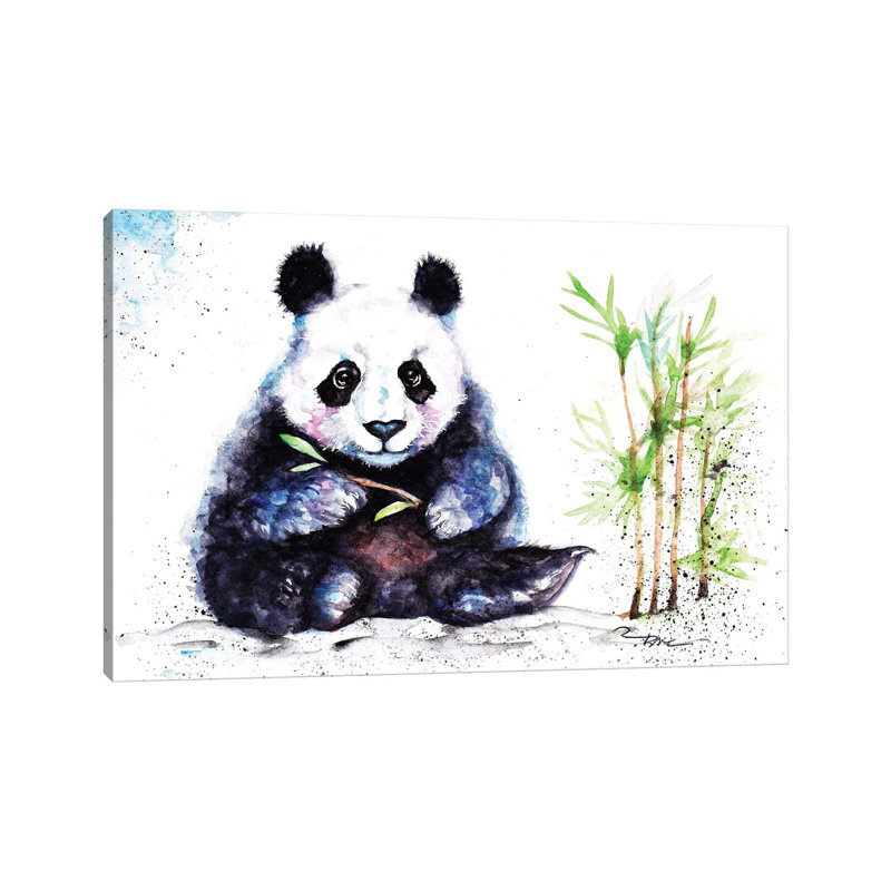 Little Panda 1 Piece Floater Frame Wall Art on Canvas, 20.32 cm H x 30.48 cm W, Wrapped Canvas