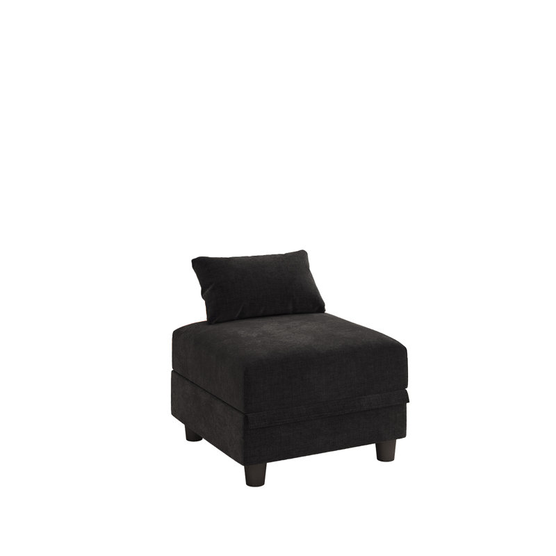 Repose-pieds carré avec rangement de 25,6 po de largeur, Velours gris velours