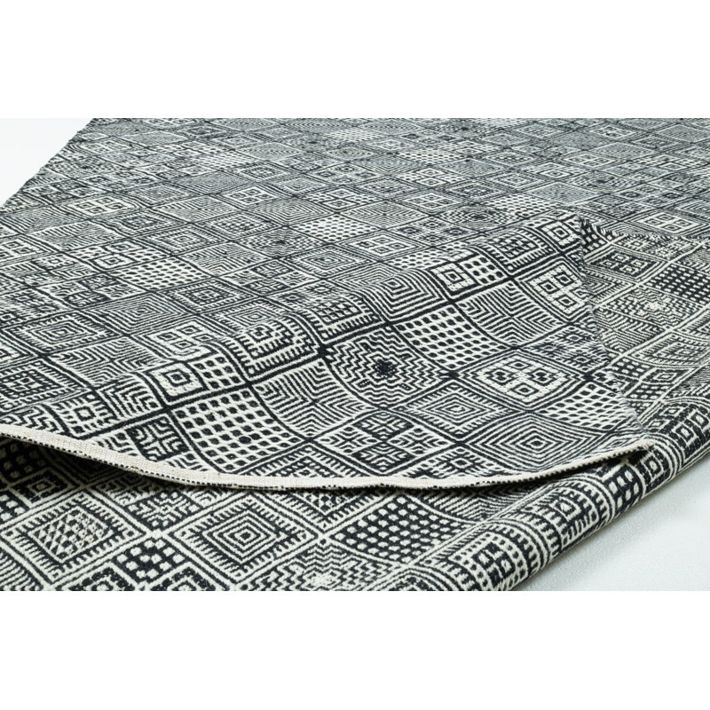 Rectangular Geometric Wool Hand Woven Area Rug, Rectangle 120 x 180cm
