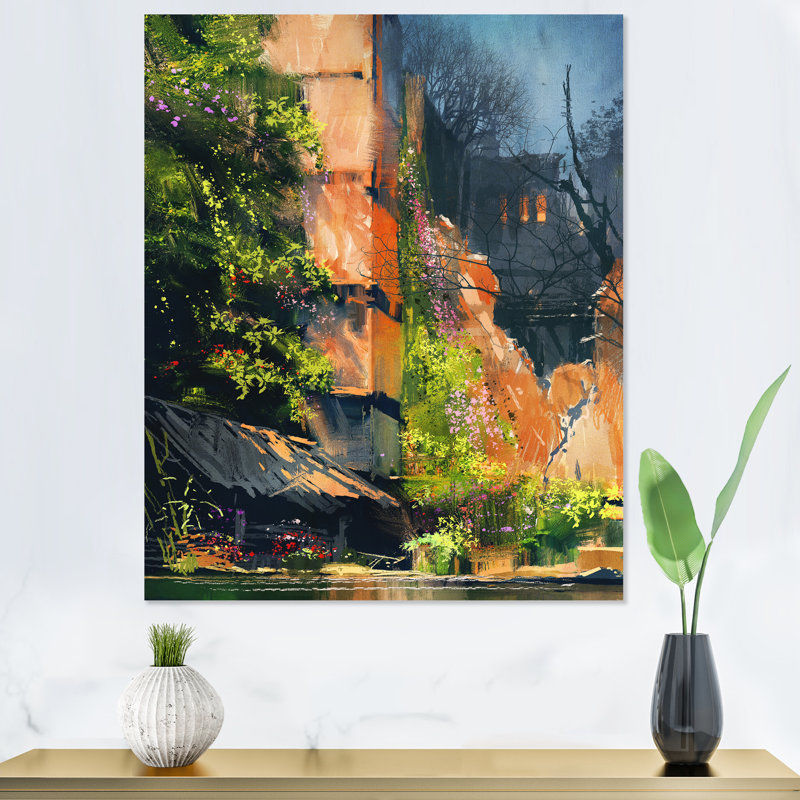 «Video Game Peinture of Abandonné Building», reproduction d'art sur toile, H 32 po x l 16 po x P 1 po, Toile tendue