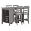 Ensemble de salle à manger 5 pièces multifonctionnel en bois d'hévéa à hauteur de comptoir avec chaises rembourrées et compartiment à vin intégré à 9 bars, porte-verres à vin-846303485