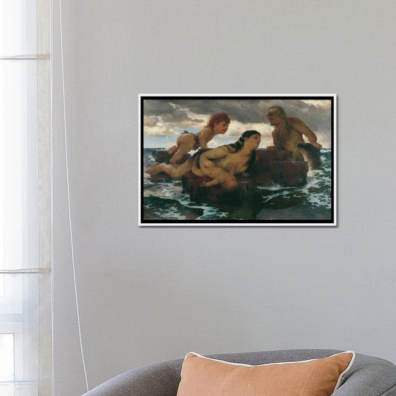 Idylle marine - ABQ80, H 18 po x l 26 po, Impression sur toile flottante sans passe-partout, Blanc