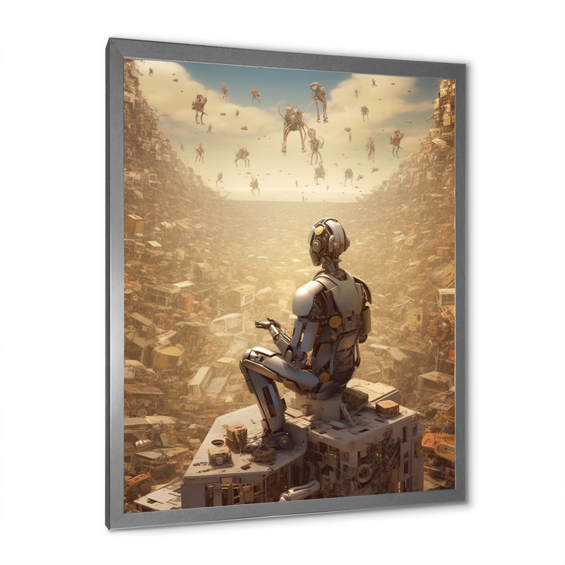 A.I. «Robot Vision» sur toile, Cadre simple argenté, H 32 po x l 16 po x P 1 po