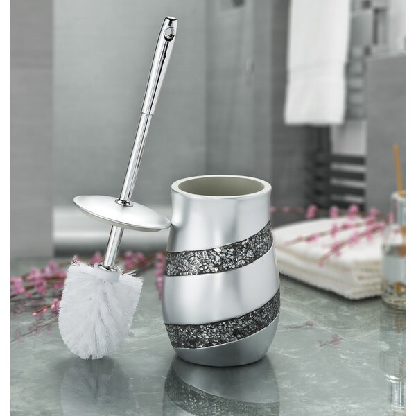 Whole Housewares Bathroom Accessories Toilet Brush Set - Toilet Bowl Cleaner  Brush and Holder (Silver)
