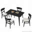 Ensemble de salle à manger 5 pièces de style Mid-Century moderne, structure en bois d'hévéa, une table et 4 chaises rembourrées-2116243665
