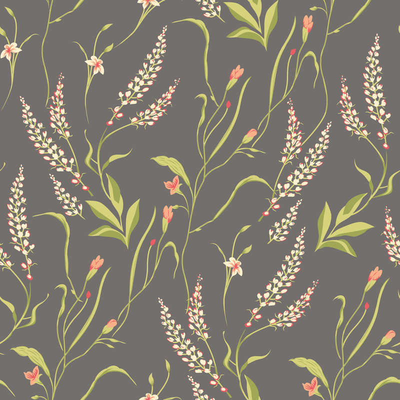 Springtime Meadow - Honey & Peach, Charcoal/Coral