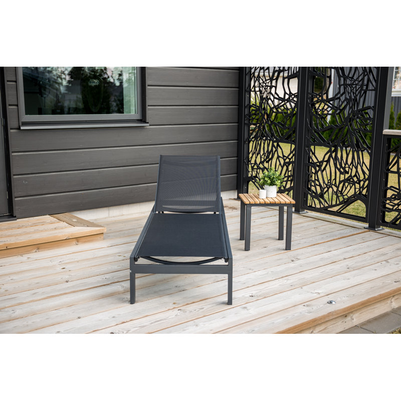 Fen 195cm Long Reclining Single Sun Lounger, Black
