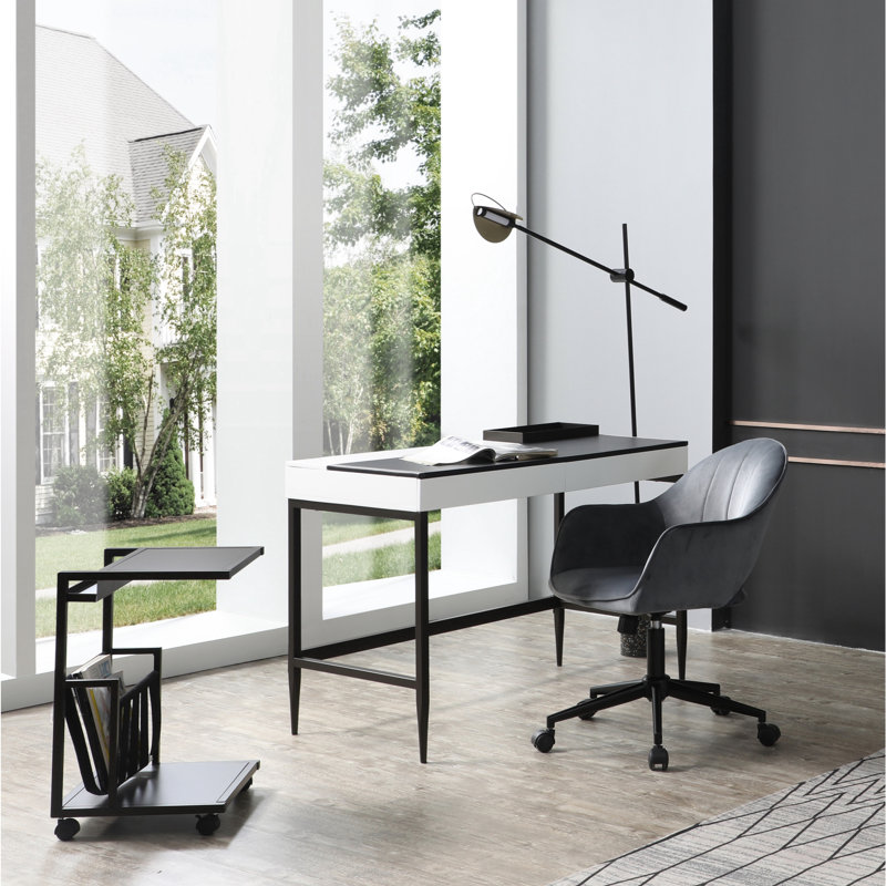 43.3" Width Writing Desk with Storage, White