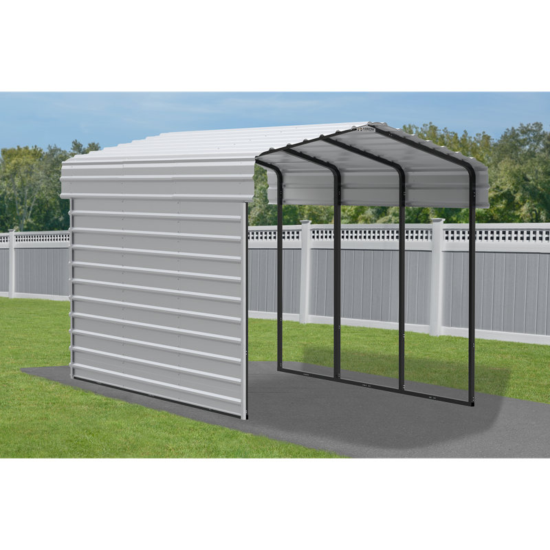 Eggshell 10' x 15' Steel Carport Kit with Enclosure