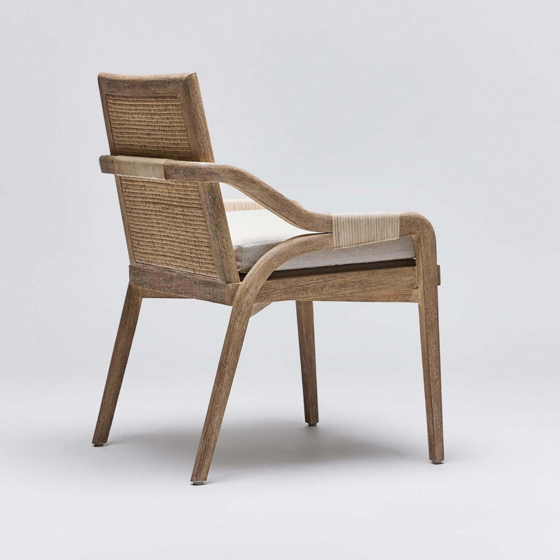 Delray Leather Arm Chair, White Ceruse