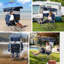 Chaise de camping d'extérieur avec auvent et panneau solaire de 30 W, chaise de camping, de plage et de sport portable avec repose-pieds amovible (paquet de 1 bleu)