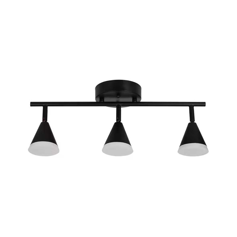 Luminaire sur rail à 3 lumières DEL l 19 po Alsy, noir mat avec abat-jour en acrylique givré