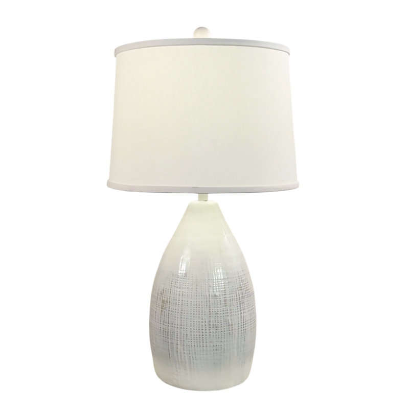 Lampe de table texturée, Blanc/Brun clair