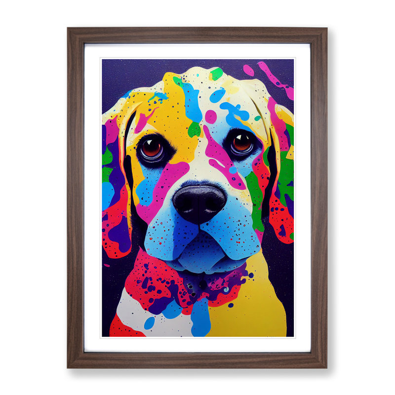 Splashed Dog No.1 Abstract - Framed Print, 64cm H x 46cm W x 2cm D, Walnut Framed