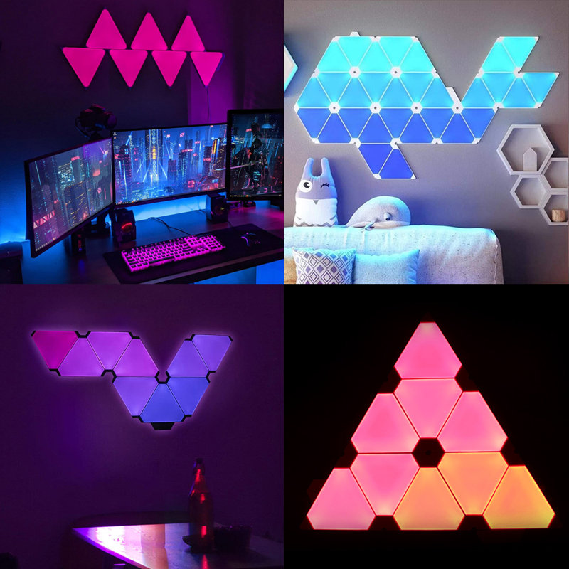 6 Piece Smart WIFI Triangle Wall Light with Remote Control, Smart LED Modular Light Panels