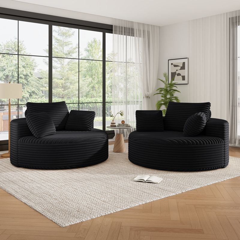Fauteuil demi-tonneau rembourré Addisin, Noir