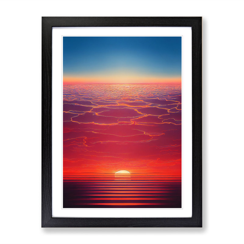 Dazzling Sunset - Single Picture Frame Print, 64cm H x 46cm W x 2cm D, Black