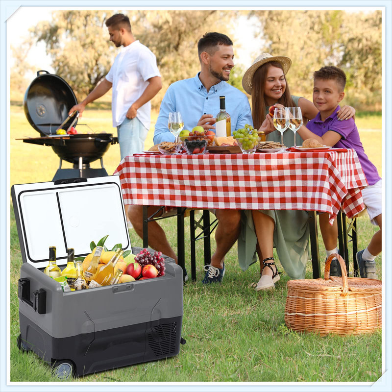 Dual Zone Car Freezer with APP Control, 48QT Portable Refrigerator for RV/Camping, -4°F to 68°F Cooling, Dual Voltage (12V/24V DC & 110-240V AC)