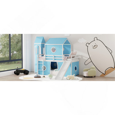 Lit mezzanine simple avec tente et tour coulissante
