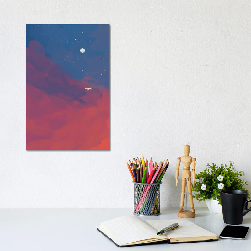 Airplane In Night Sky by Morgan Harper Nichols - Wrapped Canvas Painting, 20.32 cm H x 30.48 cm W