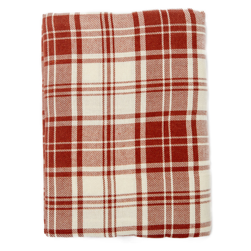 Catania Red and White Plaid Cotton Tablecloth 52" x 70"