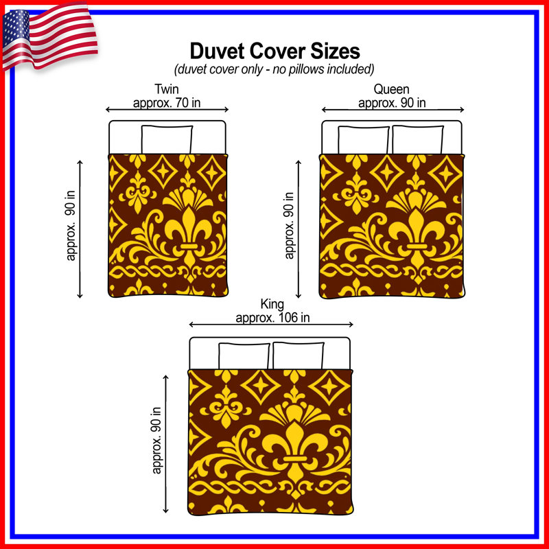 Housses de couette à motif damassé jaune et brun, Twin