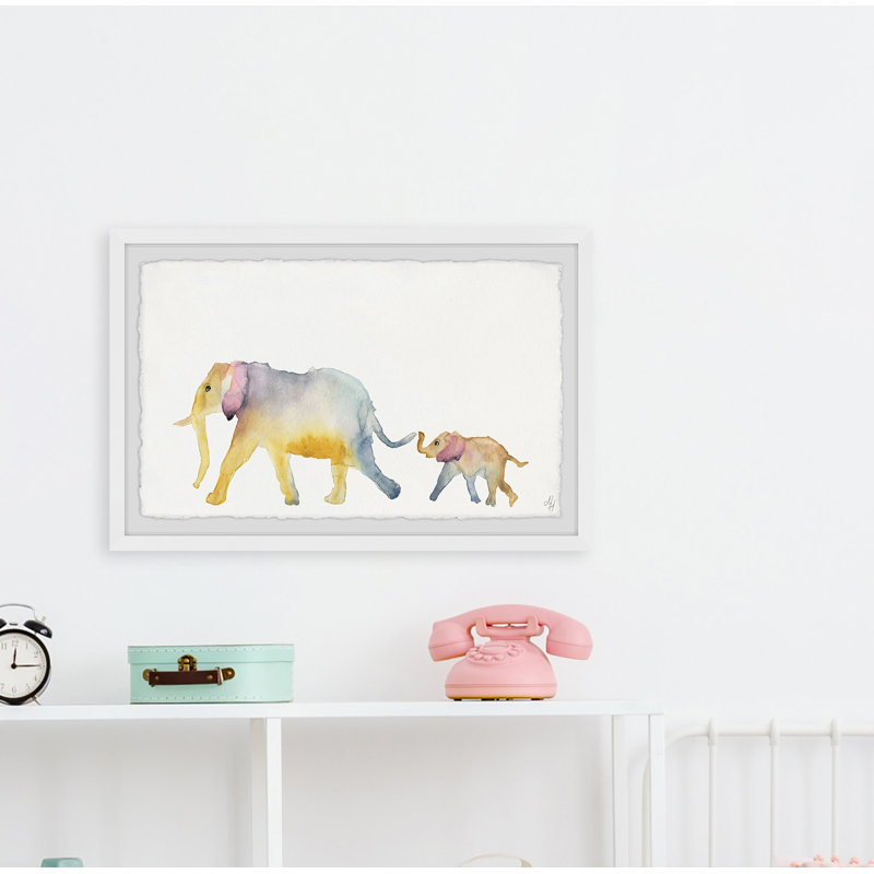 «Chad Mom and Baby Elephant», reproduction encadrée, H 30 po x l 45 po x P 1,5 po