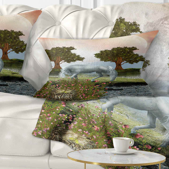 Housse et insert de coussin rectangulaire Horse and Trees