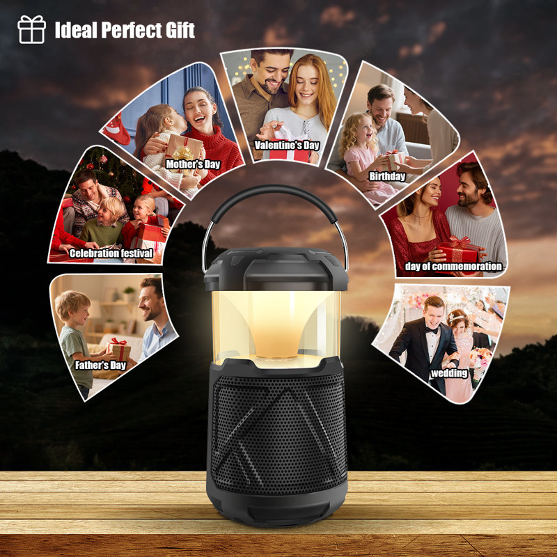Integrated LED Outdoor Lantern: 3-in-1 Rechargeable Camping Lantern with Bluetooth Speaker, Type-C & USB Charging Ports, Collapsible Portable Lantern Flashlight for Hiking, Camping, and Emergency Use