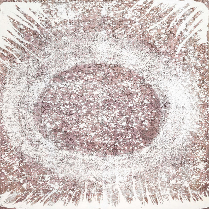 Tapis contemporain brun / blanc, Carré 6 pi