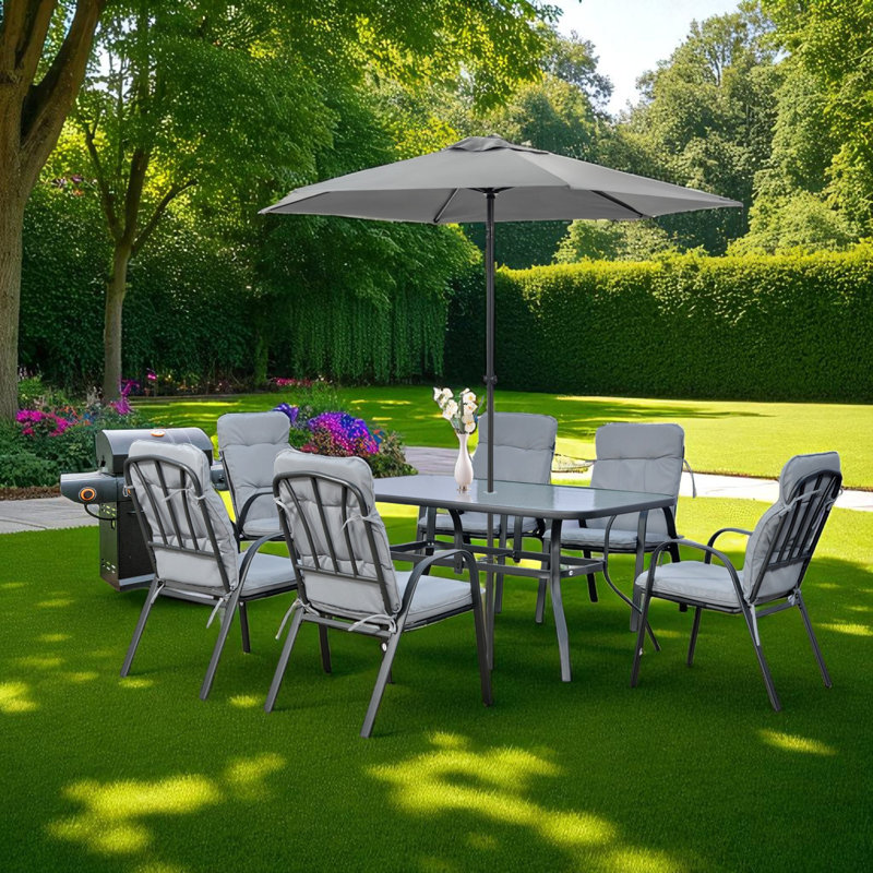 Rectangular 7 - Piece 6 - Person 152.5Cm L Outdoor Table Set 